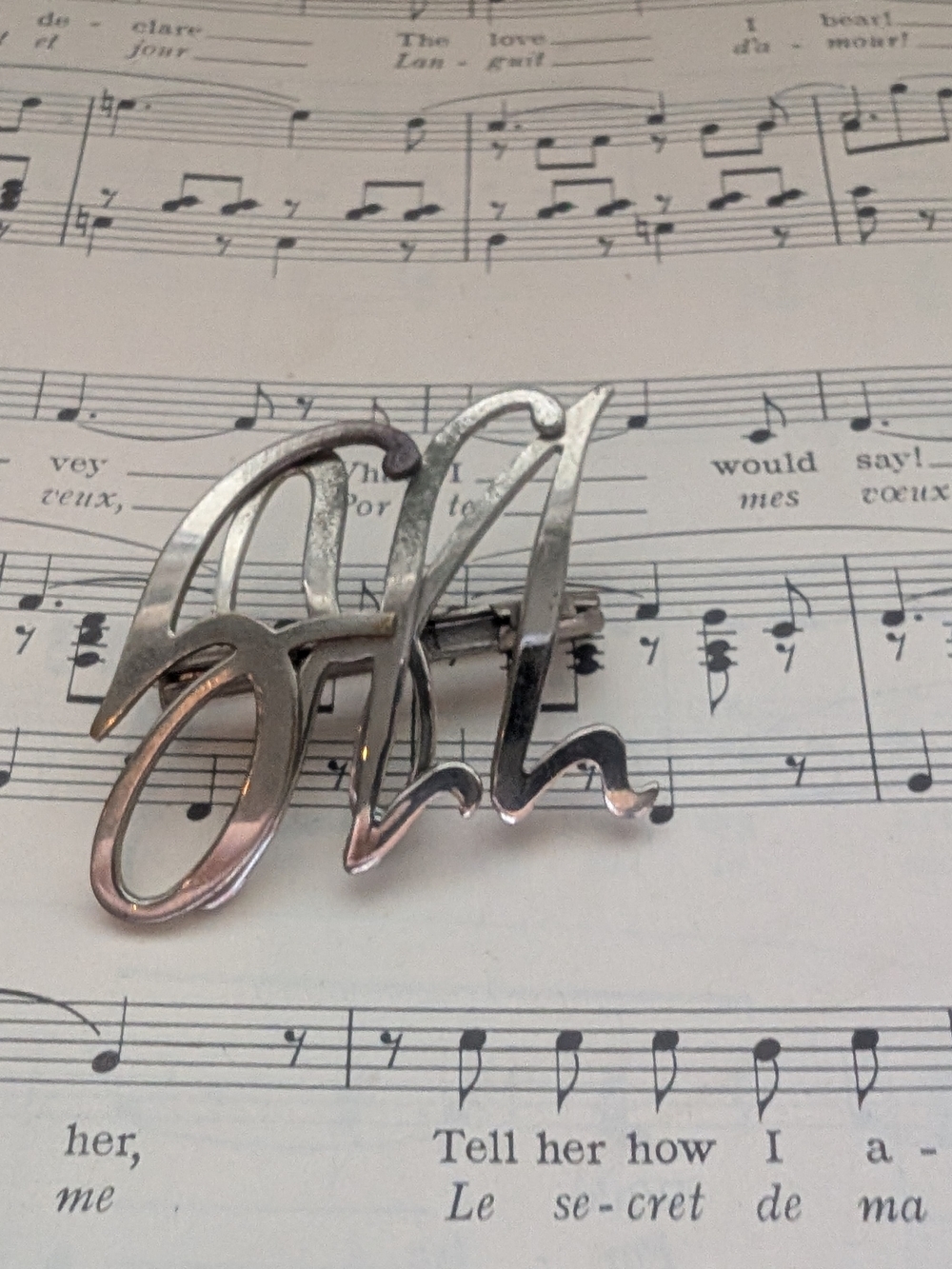 Silver Script Initials Brooch SLL - Men's Accessory - Picture 9 of 10